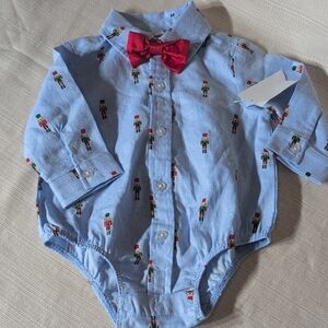 Little Me Blue Onesie with Red Accents